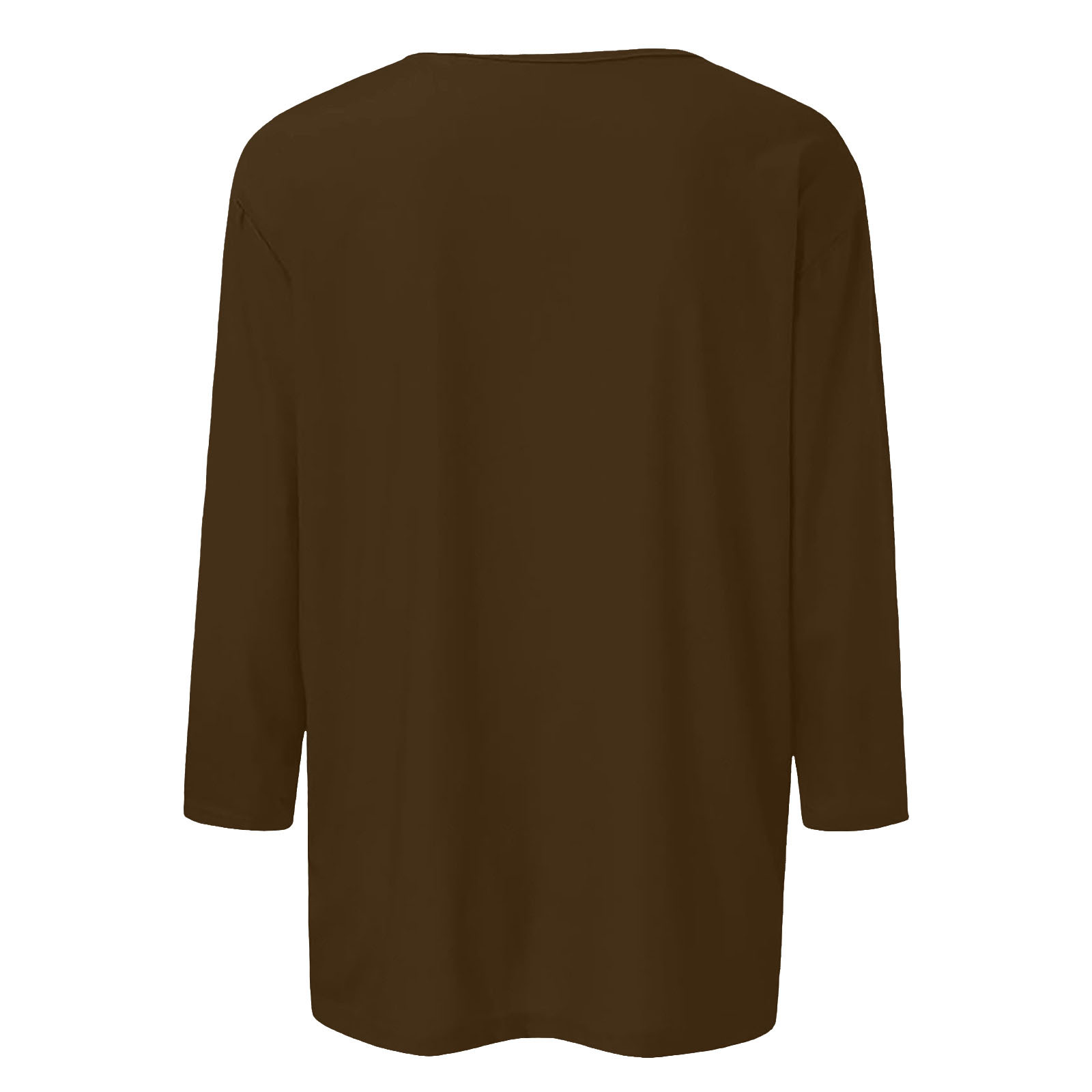 thumbnail image 5 of Camiseta básica de verano informal de color liso con cuello en V para mujer - Poliéster, manga 3/4, aberturas laterales - S-XXL, 5 of 5